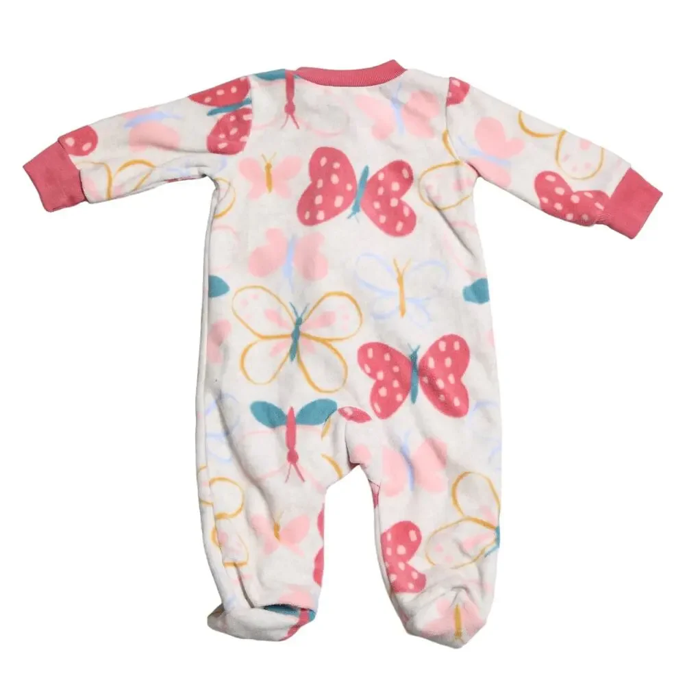 Carters Baby Girls Butterfly Fleece Footed Pajamas Sleeper Cream Pink Size 3M